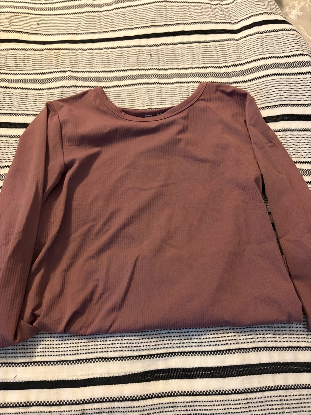 Women's Long-Sleeve Ribbed Scoop Neck Top - Dusty Mauve